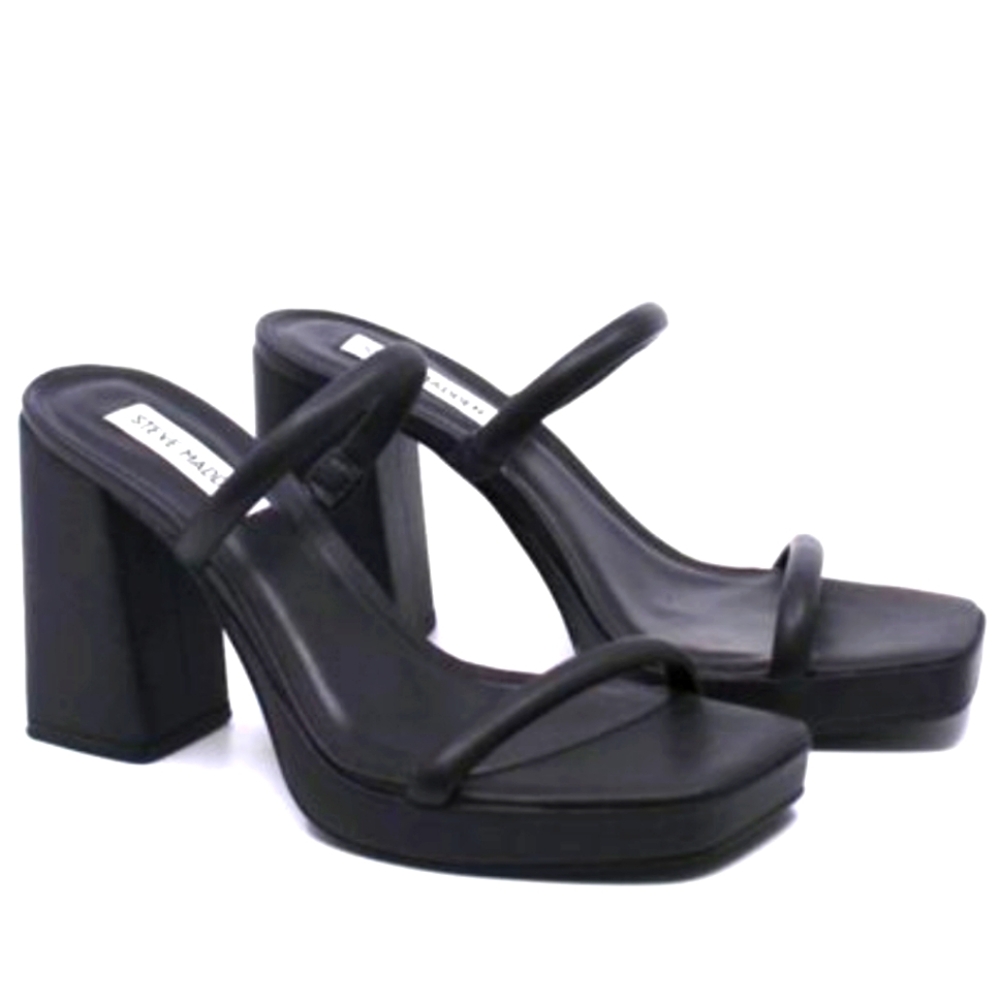 STEVE MADDEN Black Vegan Leather Heels Size 10, New